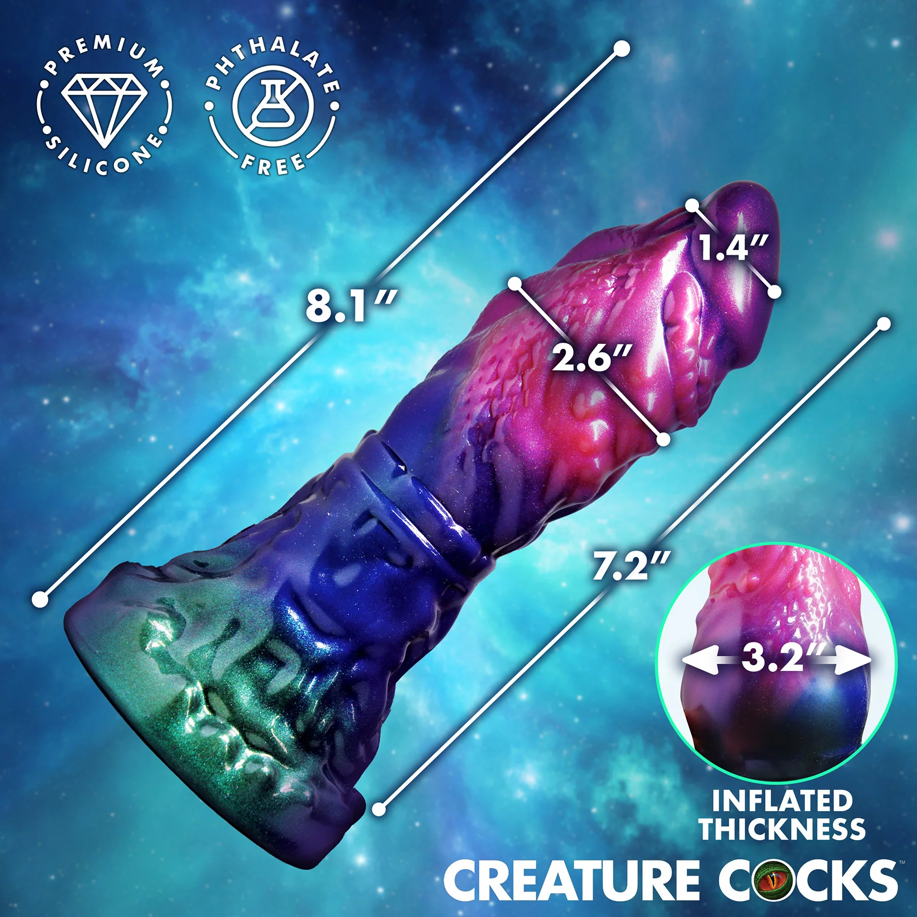 Gorge 8" Inflatable Silicone Dildo By Creature Cocks - Image 8