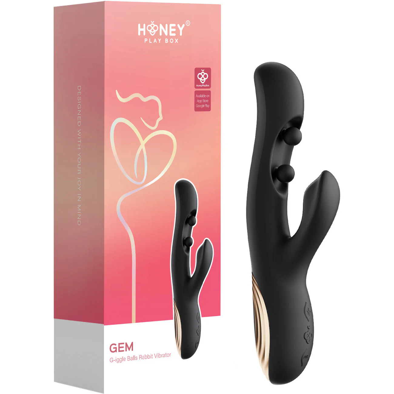 Honey Play Box GEM Pressure Sensing App Enabled Twin Balls Rabbit Vibrator - Image 13