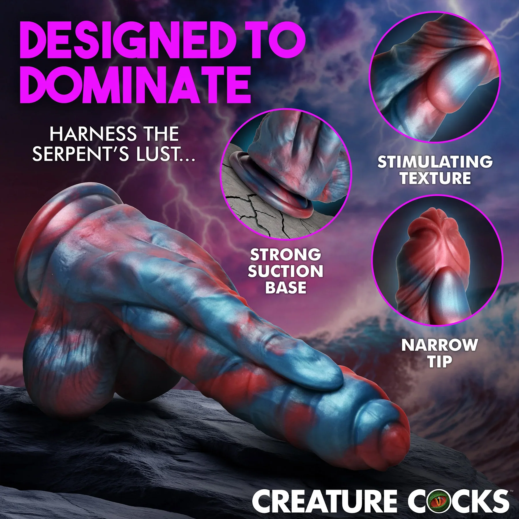 Hydra X 8" Vibrating Silicone Suction Cup Dildo With Remote By Creature Cocks - Image 2