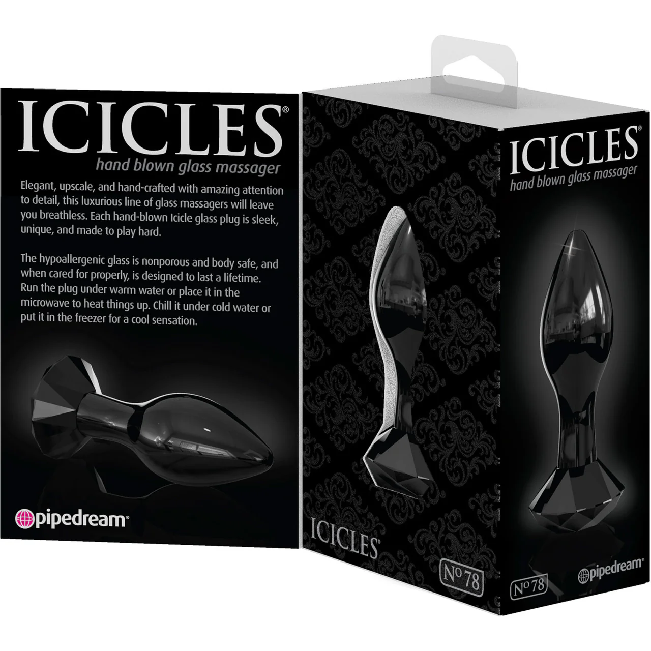 Icicles No. 78 Black Glass Anal Plug With Faceted Base - Image 4