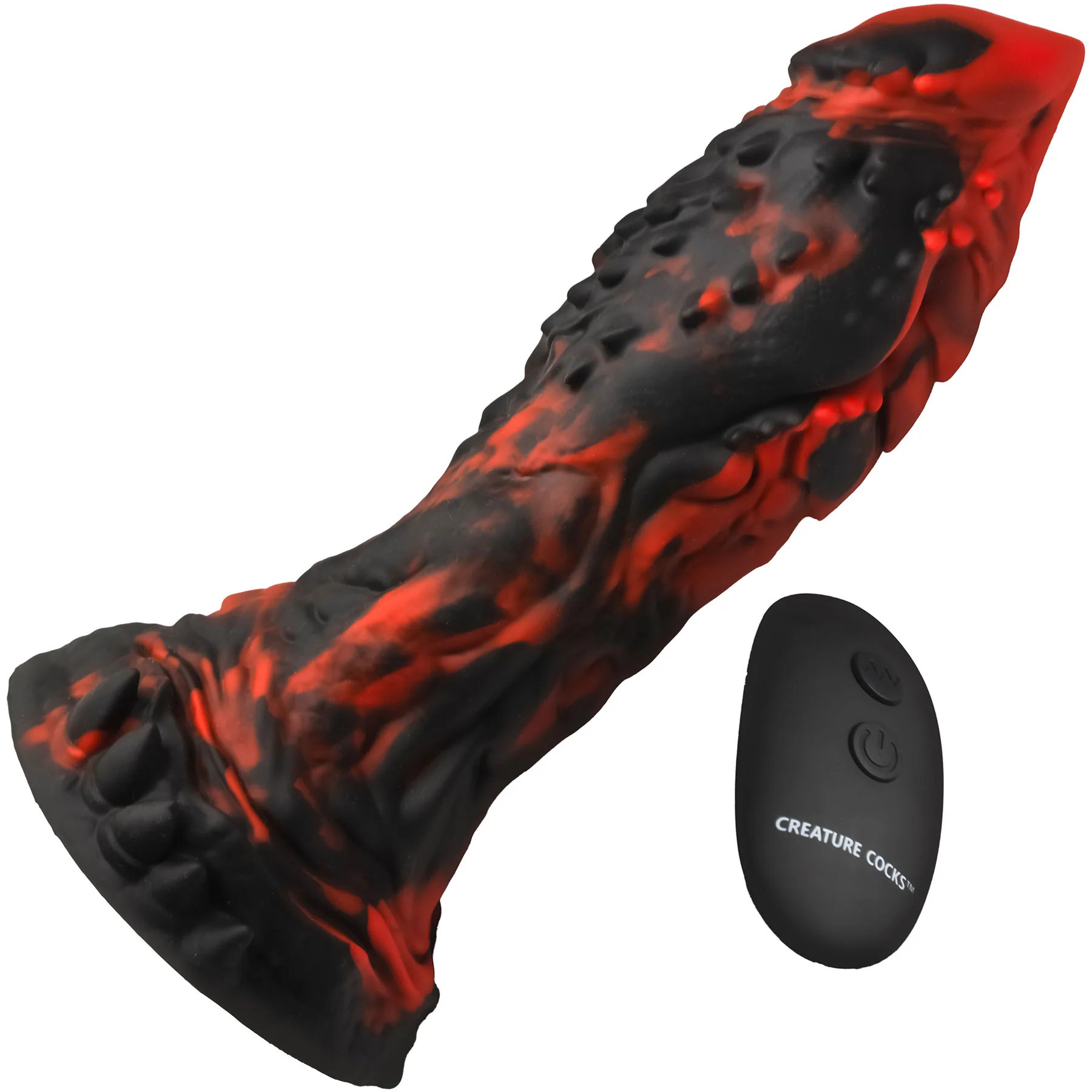 Inferno Cock 7.8" Vibrating Silicone Suction Cup Dildo With Remote By Creature Cocks - Image 5
