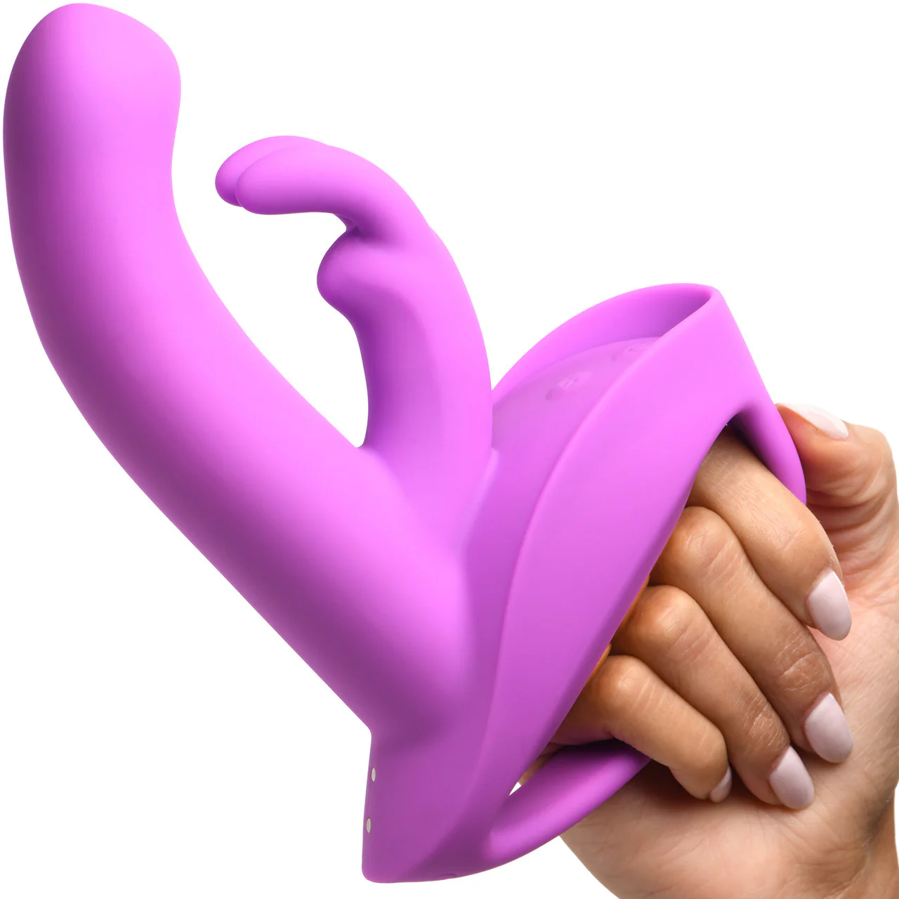 INMI 10X Come Hither Rocker Rechargeable Silicone Rabbit Vibrator With Handle - Purple - Image 3