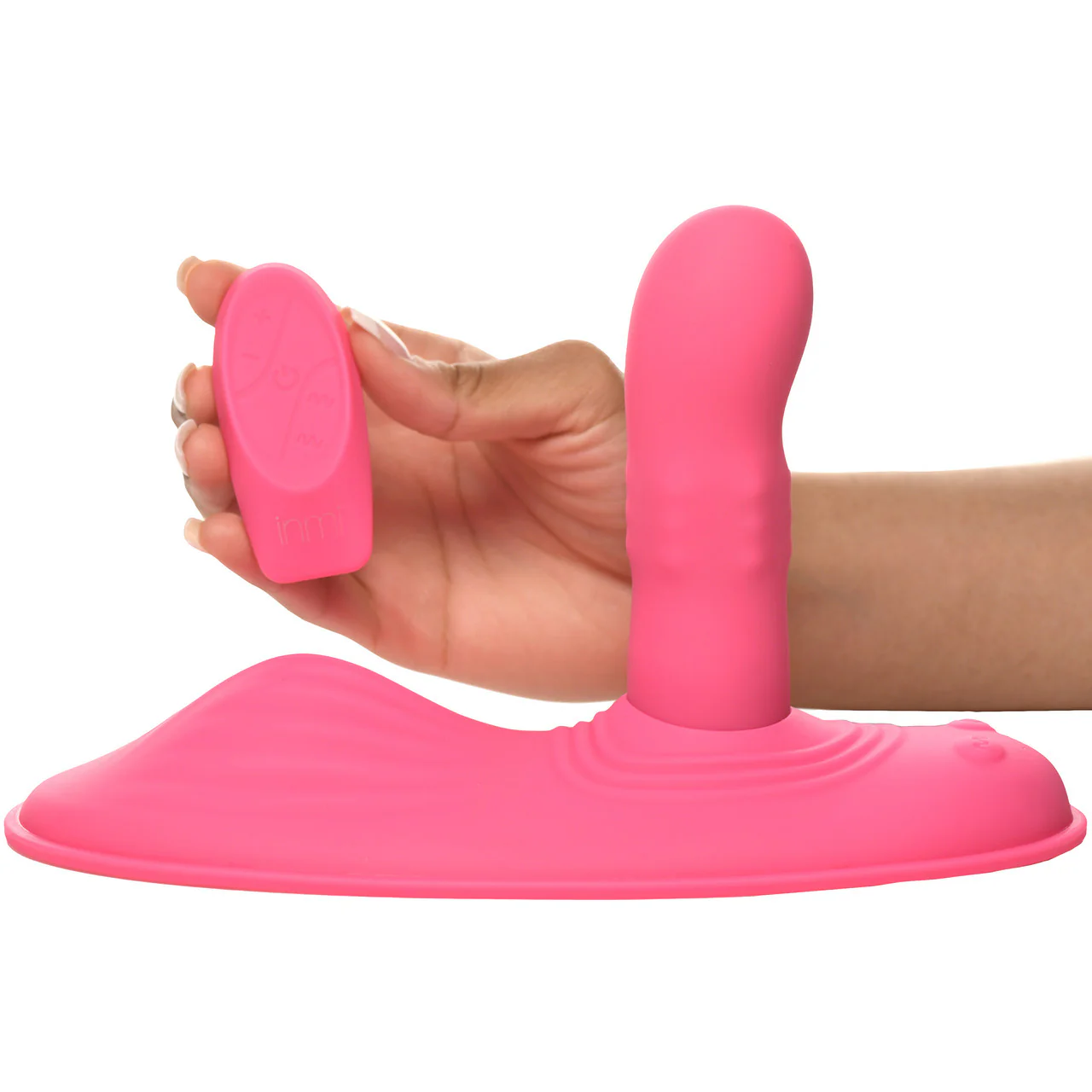 Inmi Spin 'N' Grind Rotating & Vibrating Silicone Rechargeable Grinder With Remote - Pink - Image 2