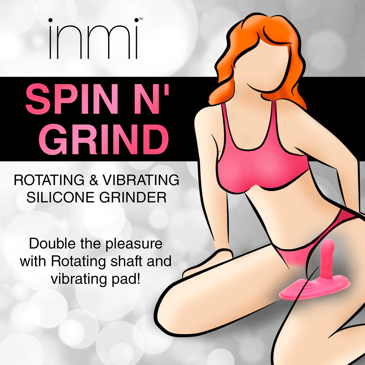 Inmi Spin 'N' Grind Rotating & Vibrating Silicone Rechargeable Grinder With Remote - Pink - Image 21