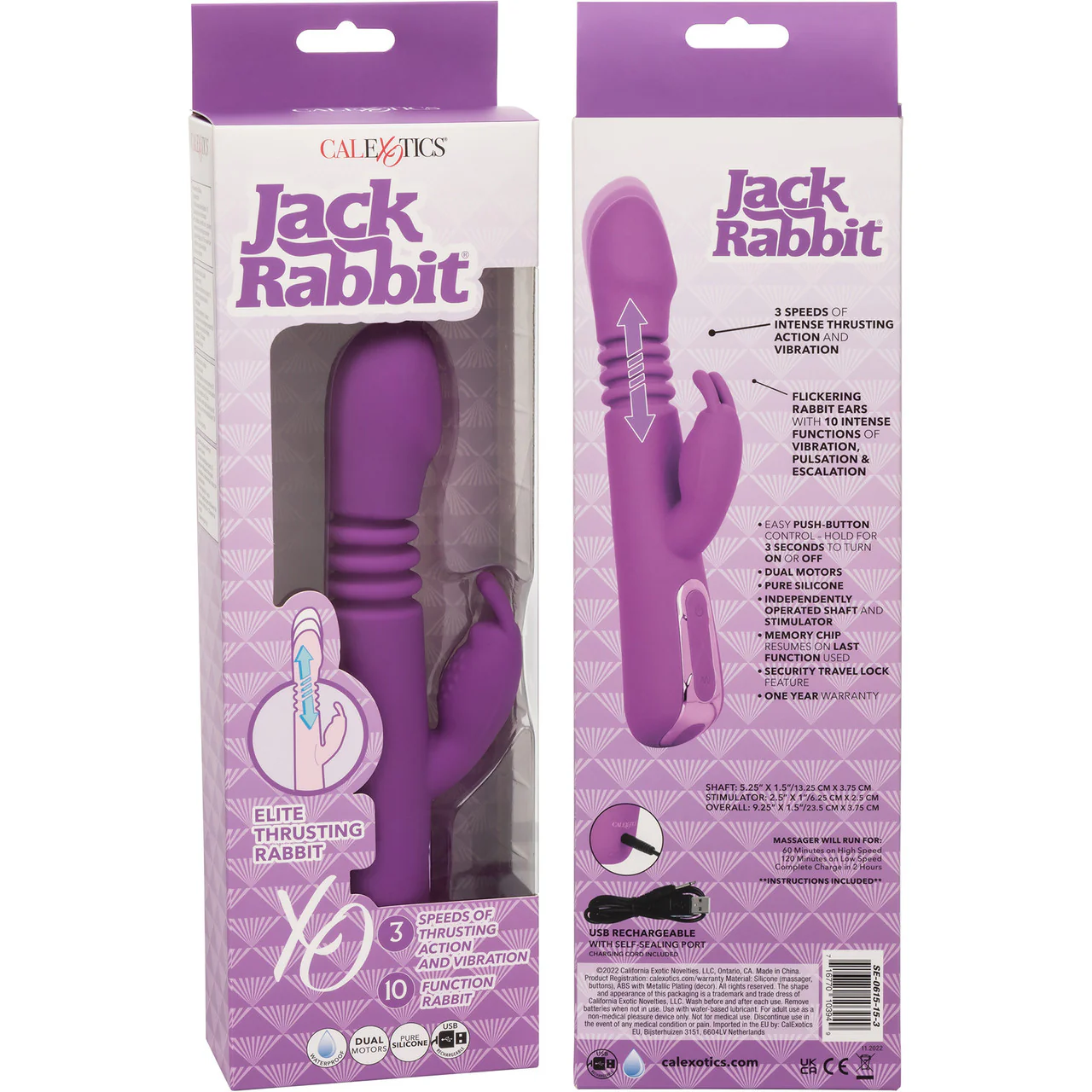 Jack Rabbit Elite Thrusting Rabbit Silicone Rechargeable Dual Stimulation Vibrator By CalExotics - Image 11