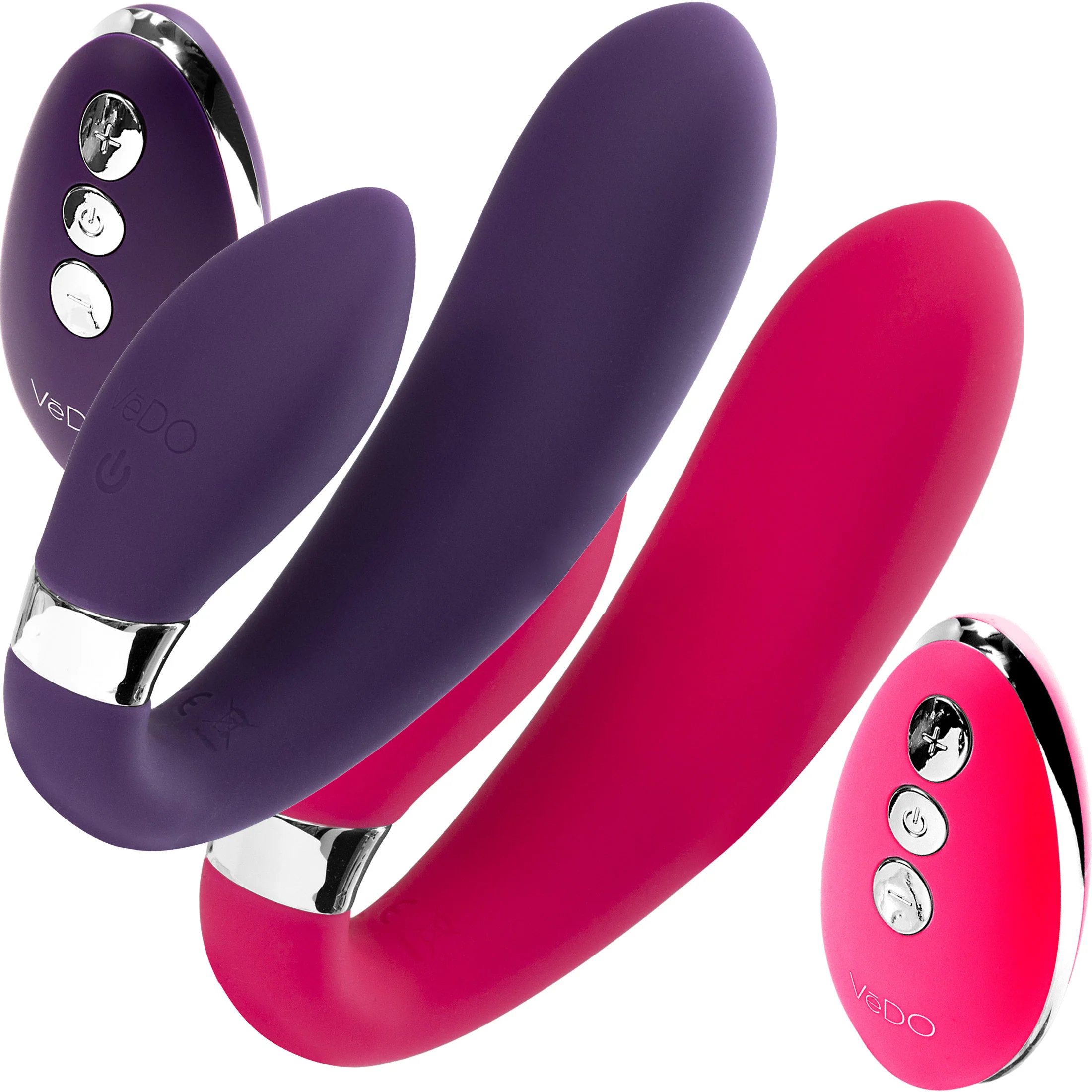Jeni C-Shaped Silicone Dual Stimulation Vibrator With Remote By VeDO