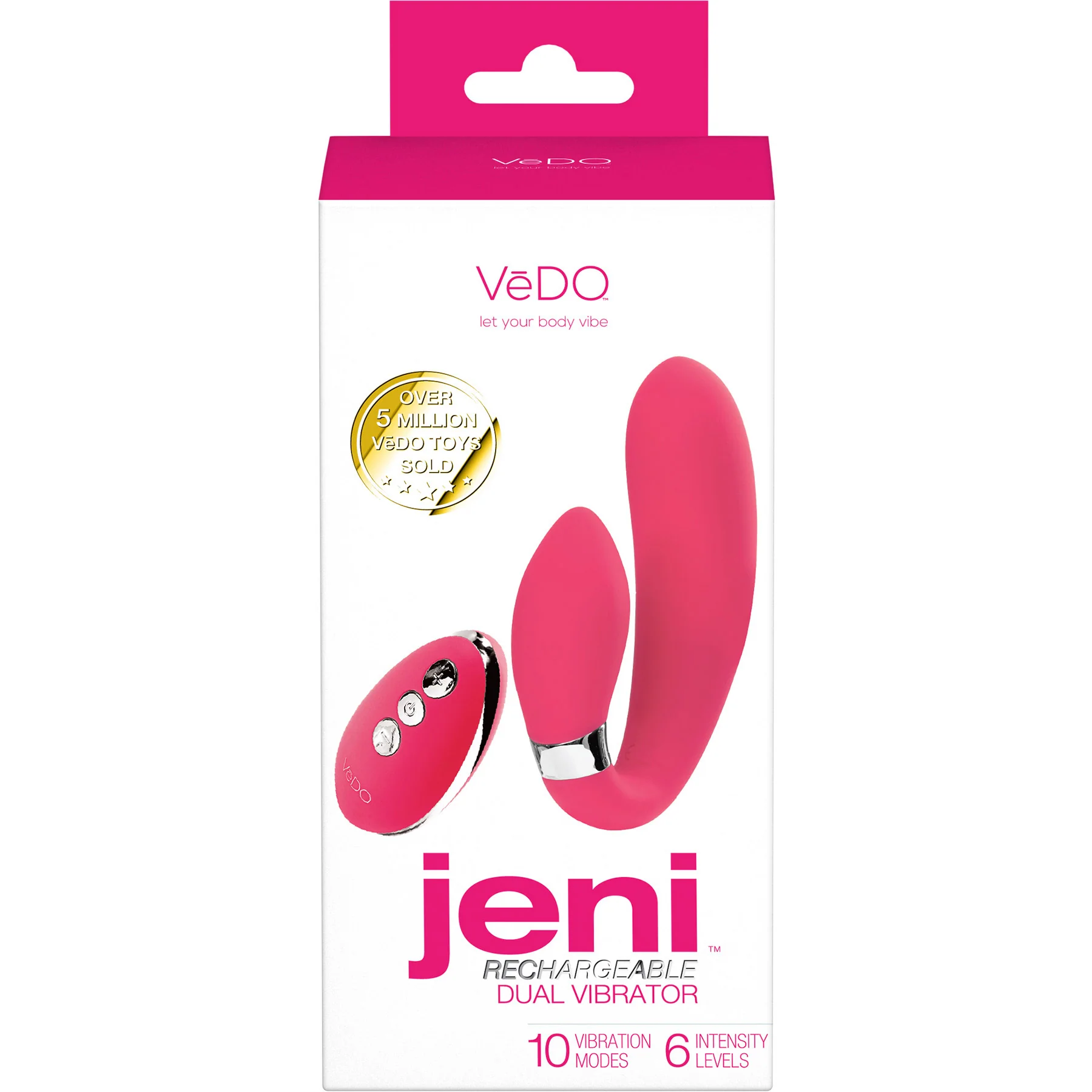 Jeni C-Shaped Silicone Dual Stimulation Vibrator With Remote By VeDO - Image 8
