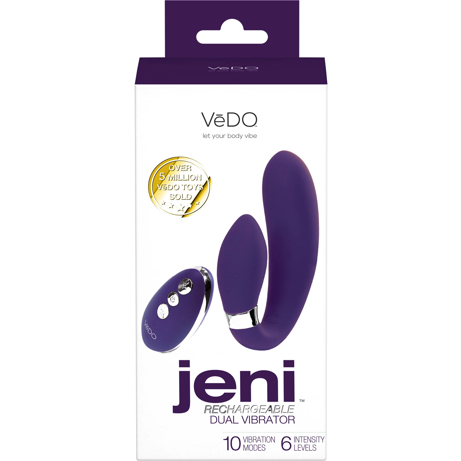Jeni C-Shaped Silicone Dual Stimulation Vibrator With Remote By VeDO - Image 9