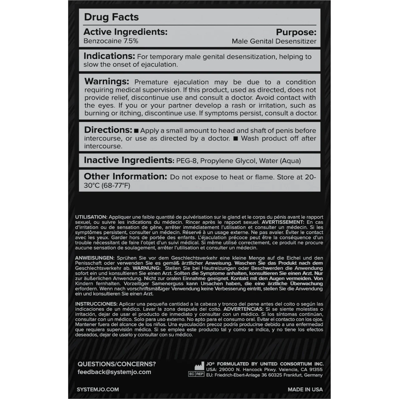JO Prolonger Penis Desensitizing Spray With Benzocaine 2 oz - Image 3