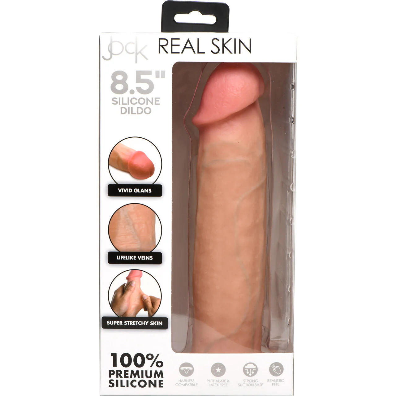 Jock Dual Density 8.5" Real Skin Realistic Silicone Suction Cup Dildo - Vanilla - Image 23
