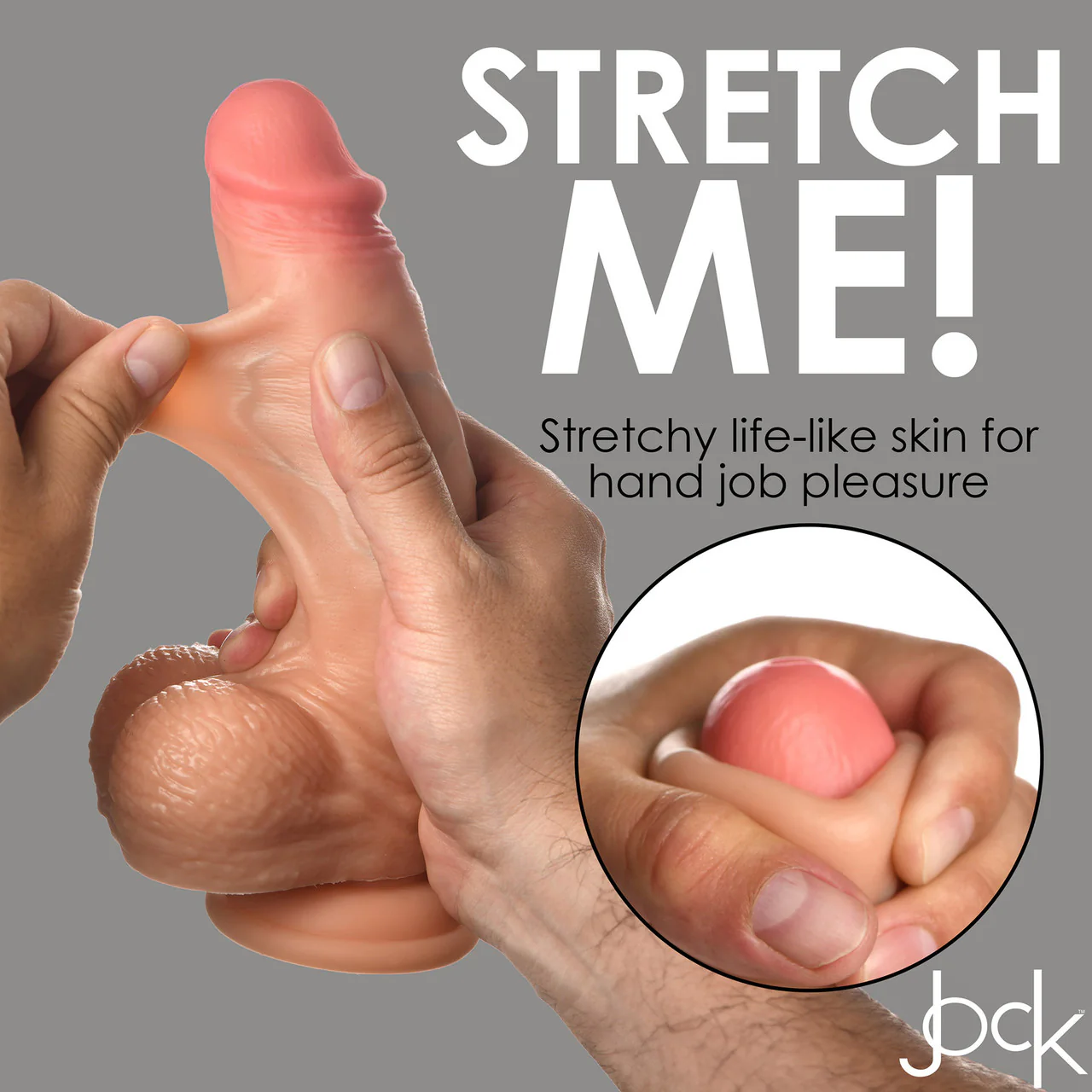 Jock Dual Density 8" Real Skin Realistic Silicone Suction Cup Dildo With Balls - Vanilla - Image 20