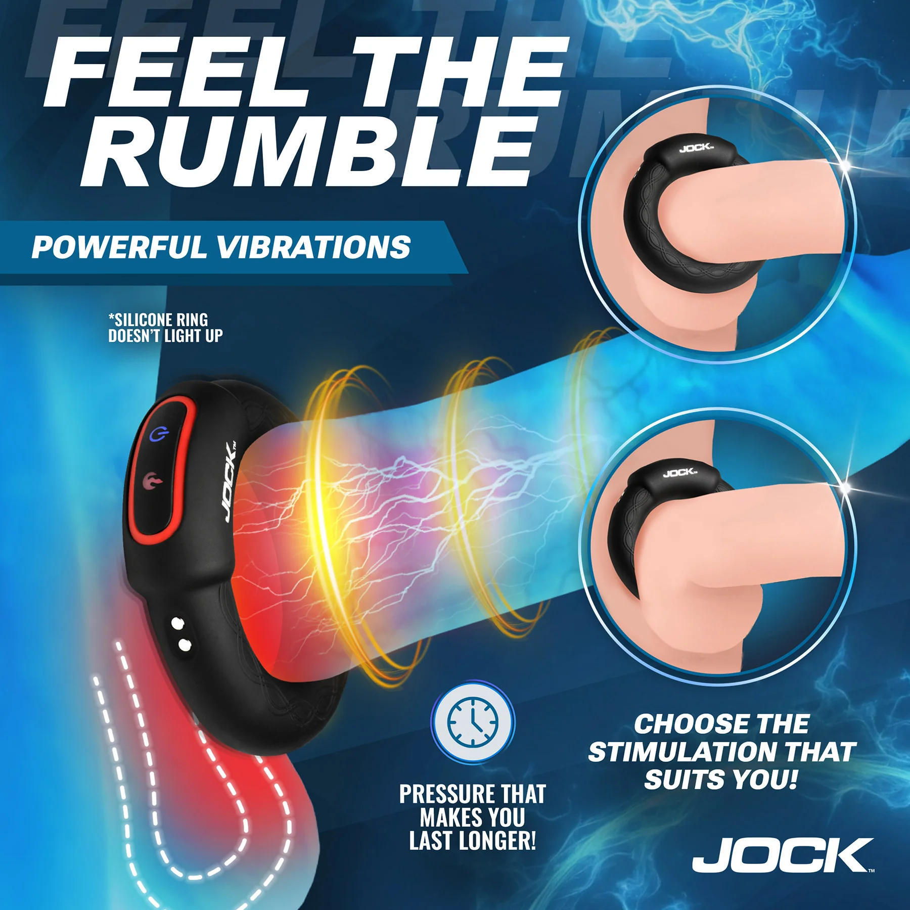 Jock Rumbler Vibrating & Warming Rechargeable Cock Ring With Remote - Image 12