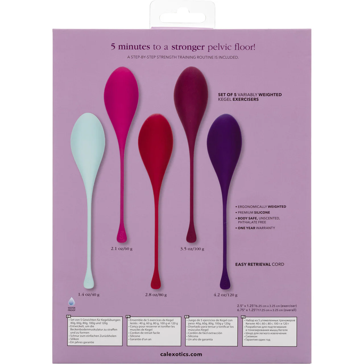 Kegel Training 5-Piece Silicone Set By CalExotics - Assorted Colors - Image 22