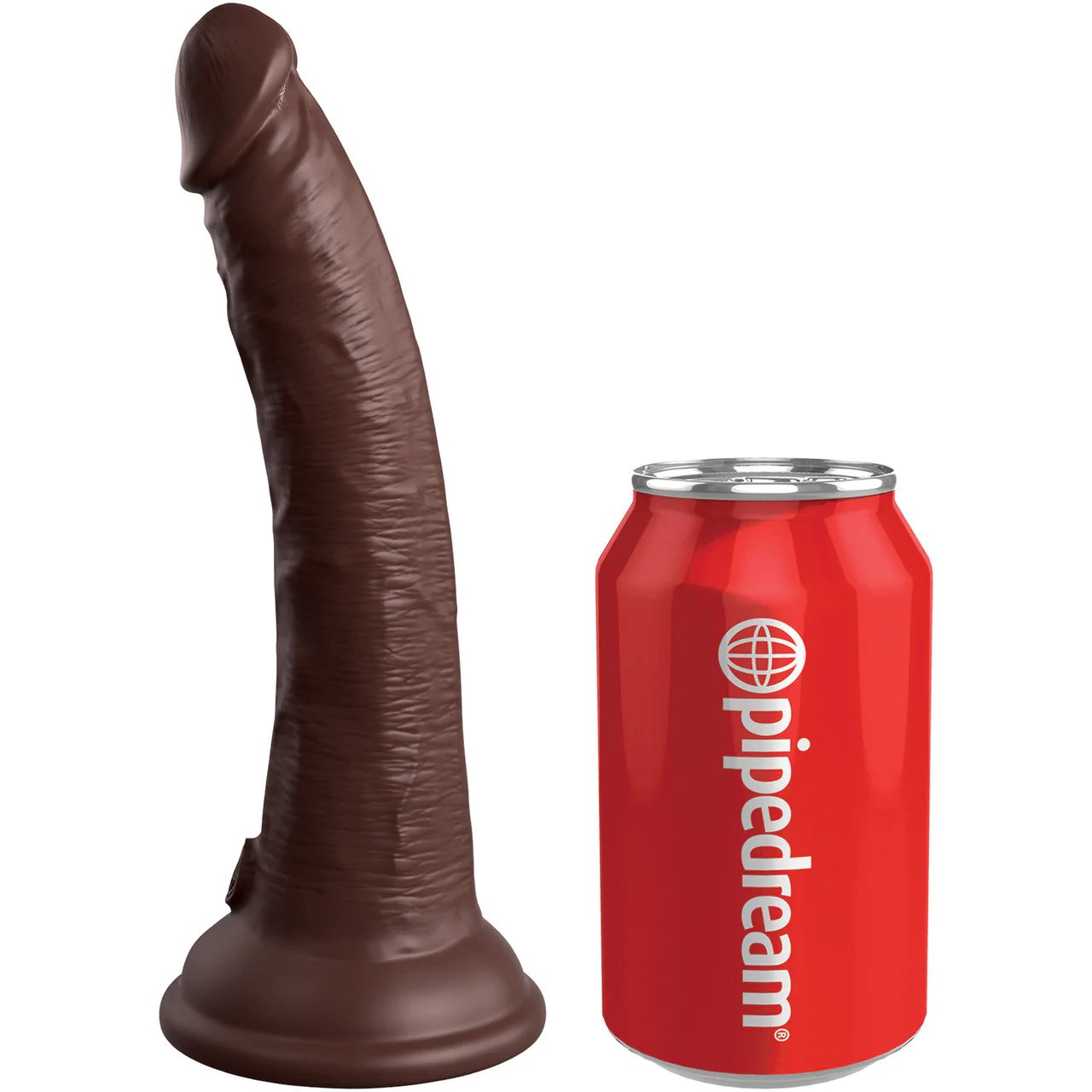 King Cock Elite Dual Density 7" Vibrating Silicone Suction Cup Dildo With Remote - Chocolate - Image 3