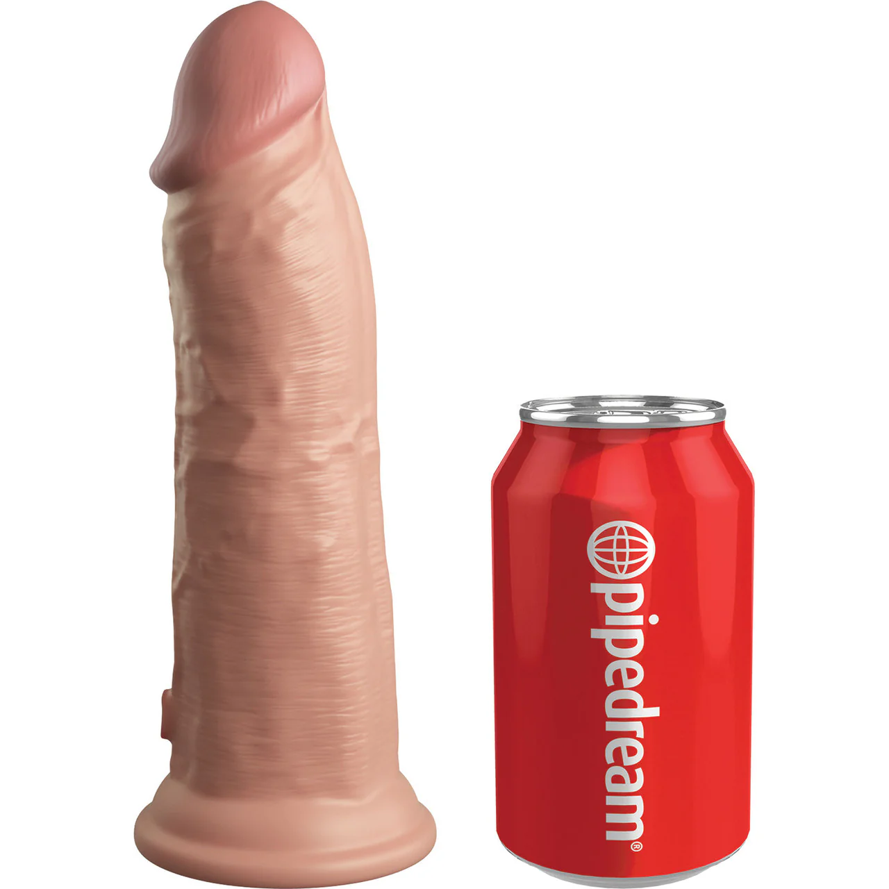 King Cock Elite Dual Density 8" Vibrating Silicone Suction Cup Dildo - Vanilla - Image 3