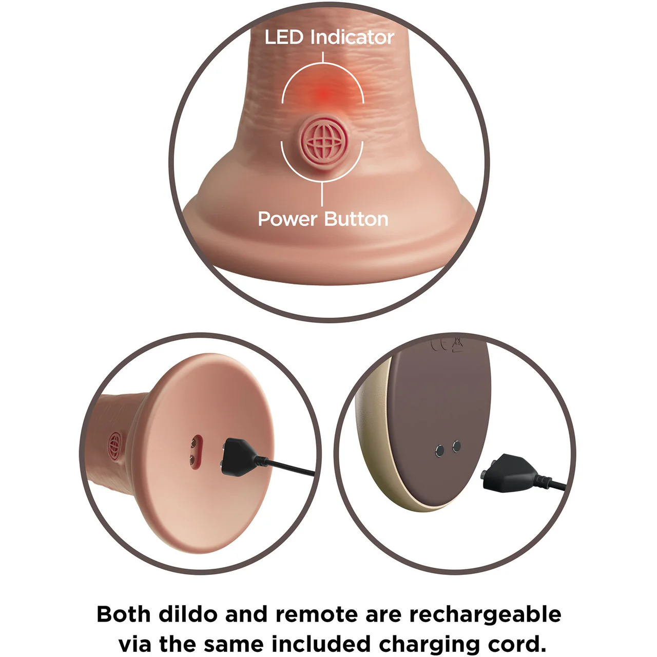 King Cock Elite Dual Density 9" Vibrating Silicone Suction Cup Dildo With Remote - Vanilla - Image 5