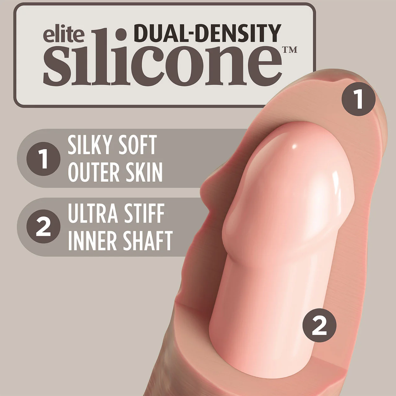 King Cock Elite Dual Density 9" Vibrating Silicone Suction Cup Dildo With Remote - Vanilla - Image 6