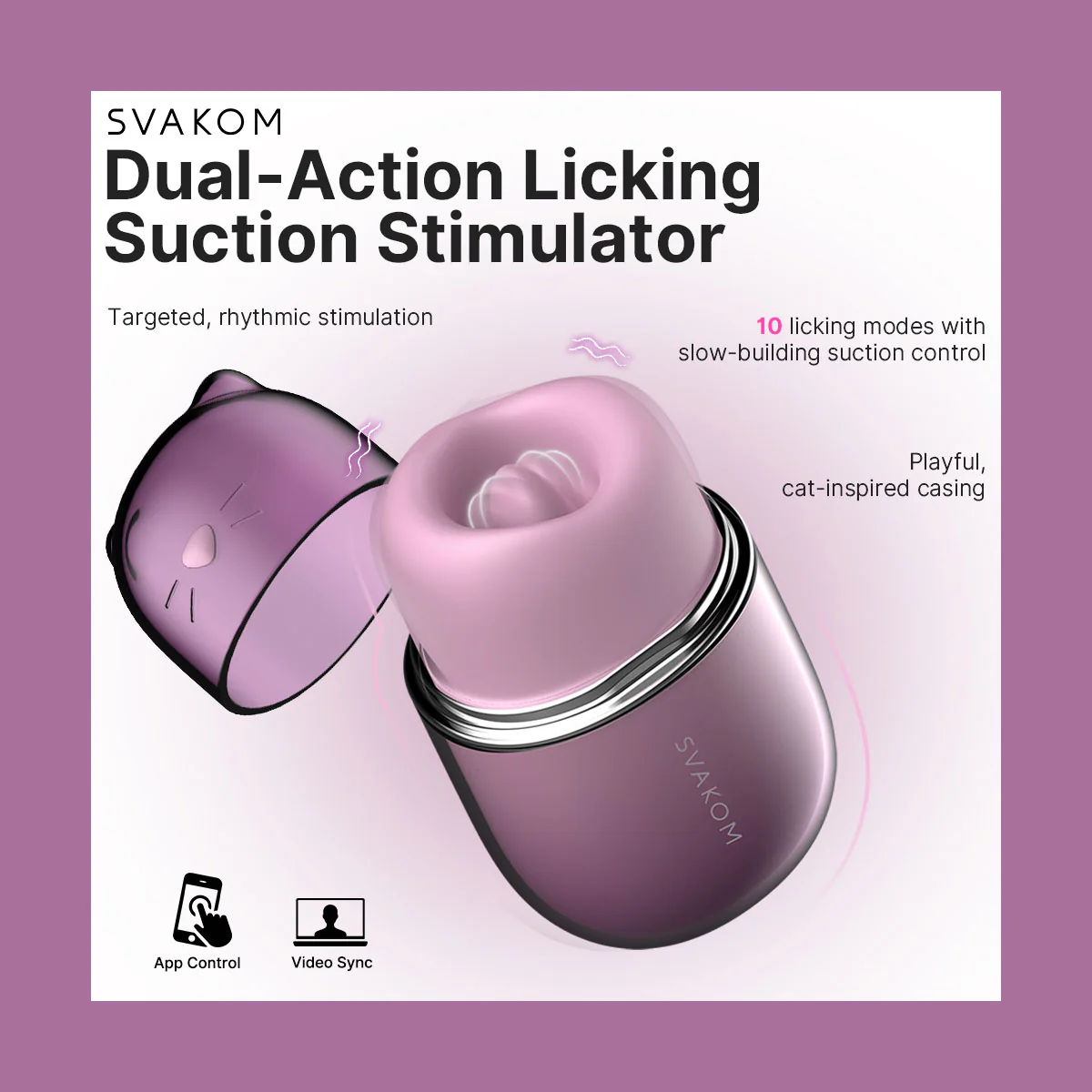 KLITTY Triple-Action Tongue Licking & Suction Vibrator By SVAKOM - Image 12