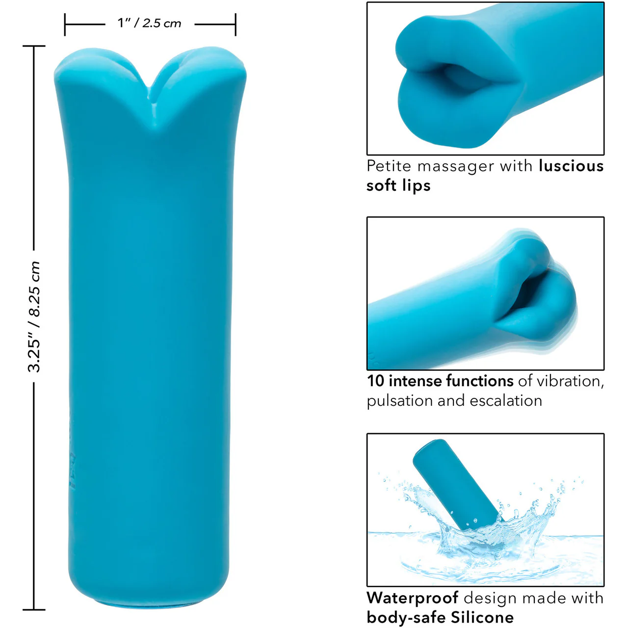 Kyst Lips Powerful Waterproof Rechargeable Bullet Vibrator By CalExotics - Blue - Image 10