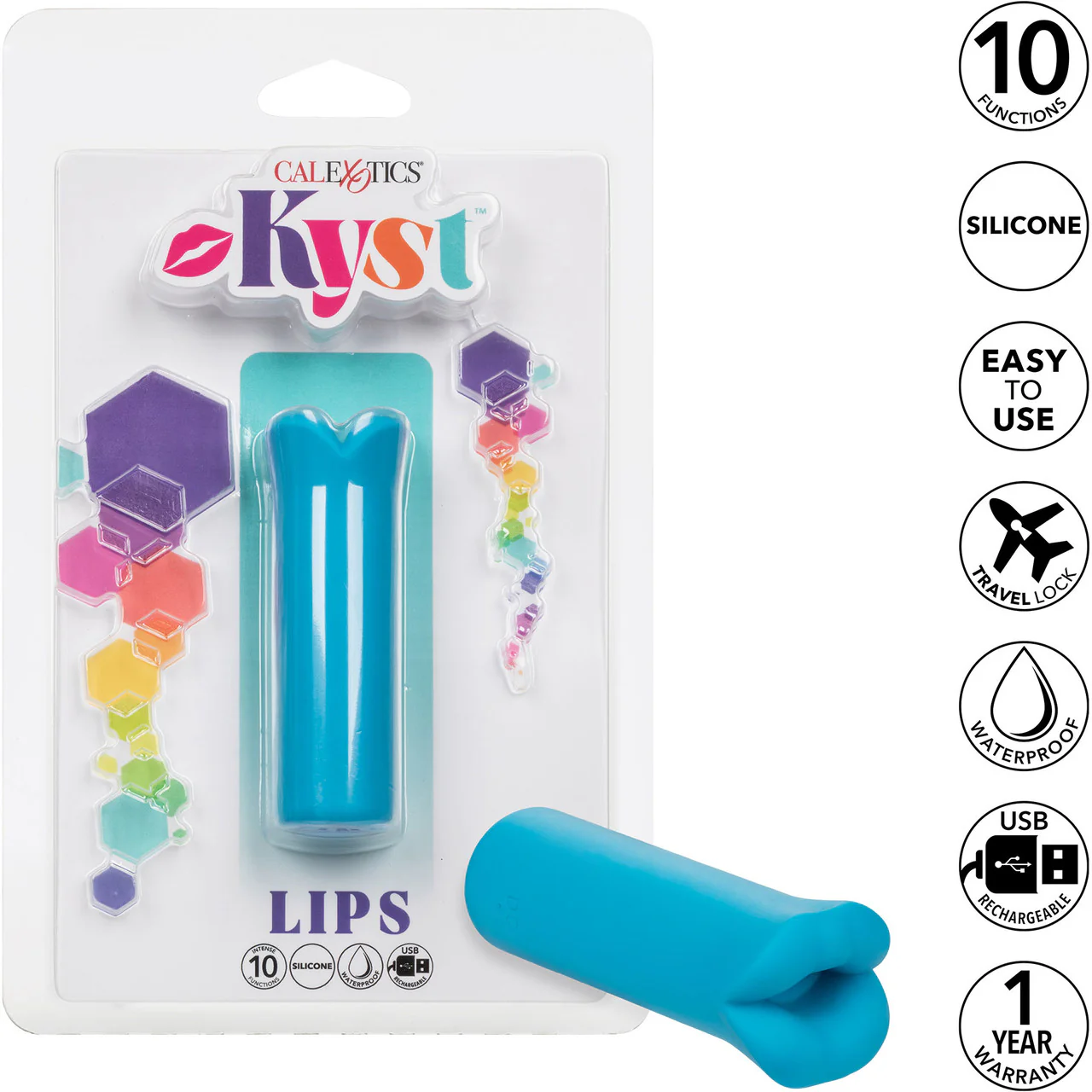 Kyst Lips Powerful Waterproof Rechargeable Bullet Vibrator By CalExotics - Blue - Image 11