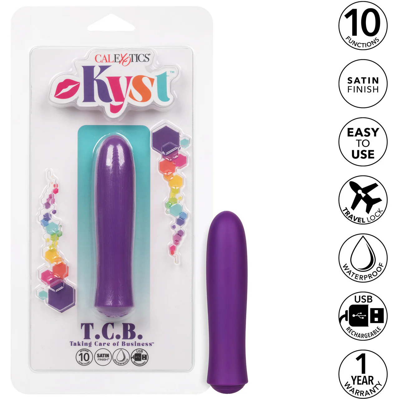 Kyst T.C.B. Taking Care of Business Powerful Waterproof Rechargeable Bullet Vibrator By CalExotics - Purple - Image 7