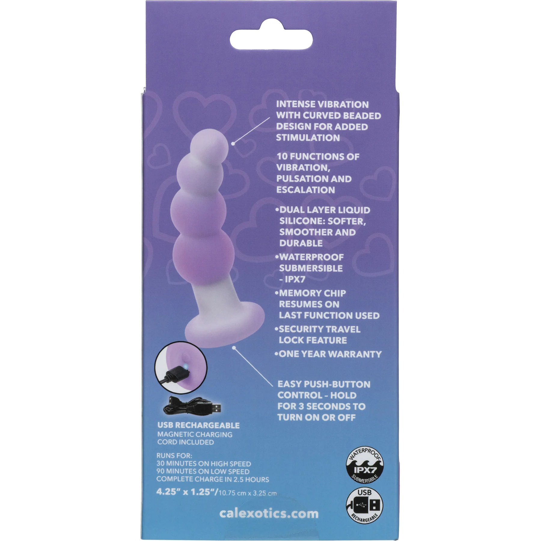 Lavender Haze™ Beaded Curved Vibrating Silicone Probe - Image 10