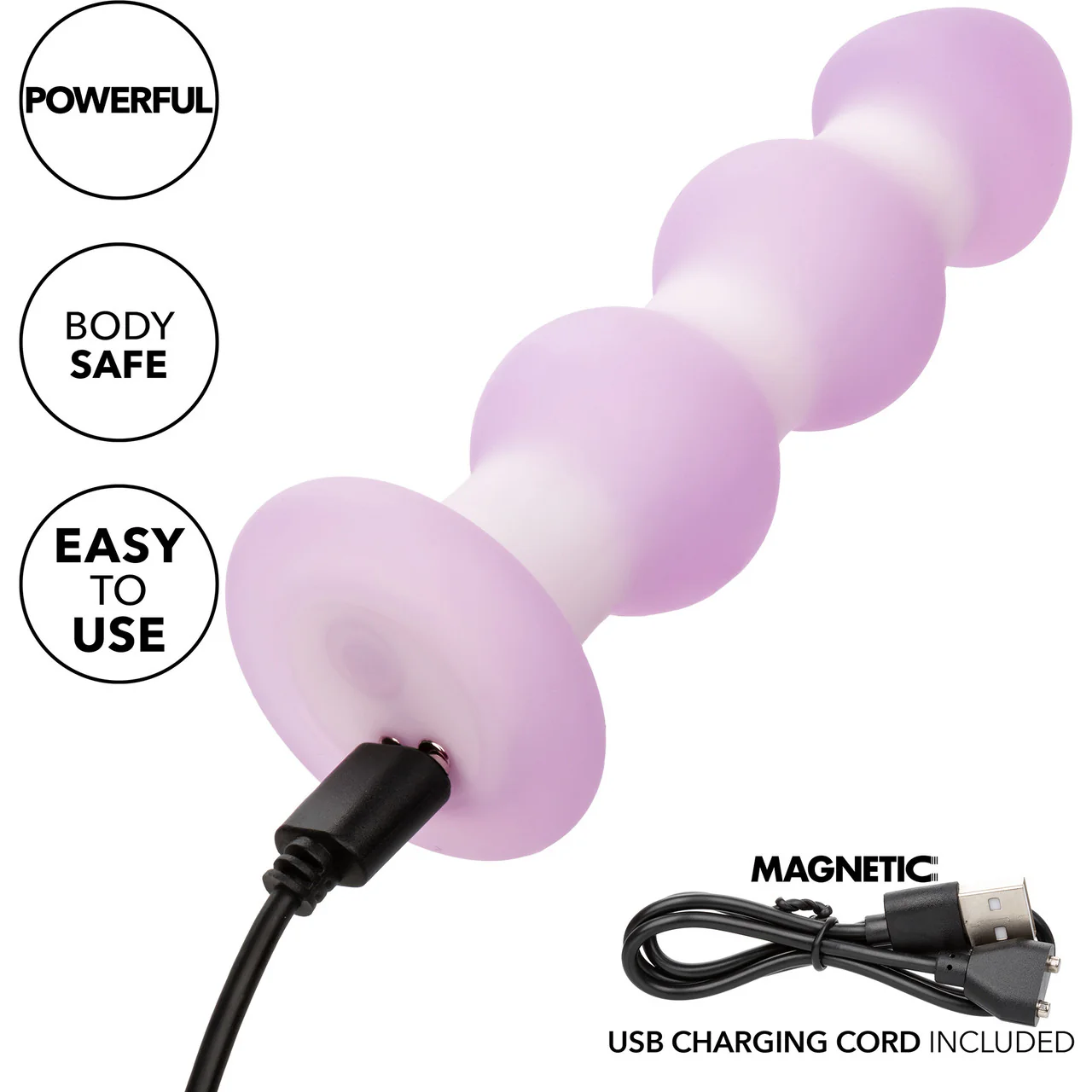 Lavender Haze™ Beaded Probe Rechargeable Waterproof Silicone Vibrating Butt Plug - Image 7