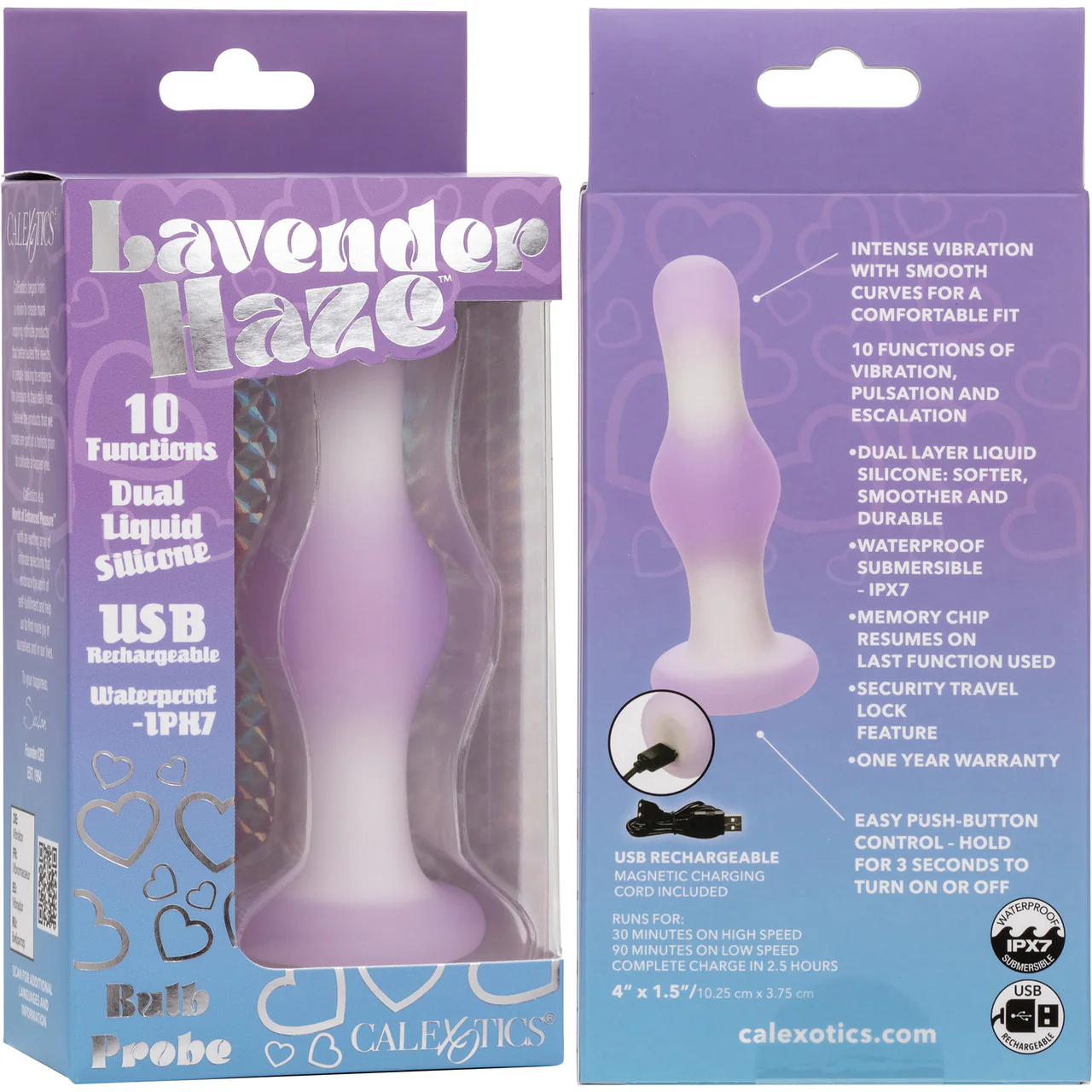 Lavender Haze™ Bulb Probe Rechargeable Waterproof Silicone Vibrating Butt Plug - Image 10