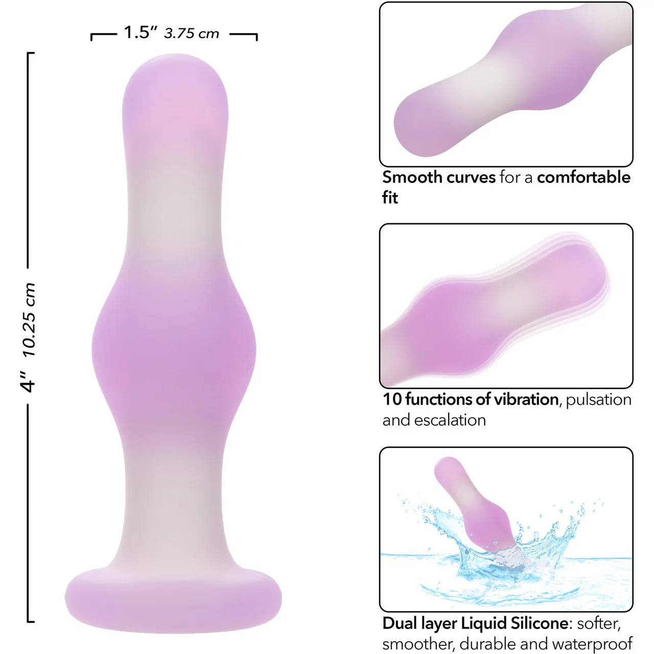 Lavender Haze™ Bulb Probe Rechargeable Waterproof Silicone Vibrating Butt Plug - Image 8