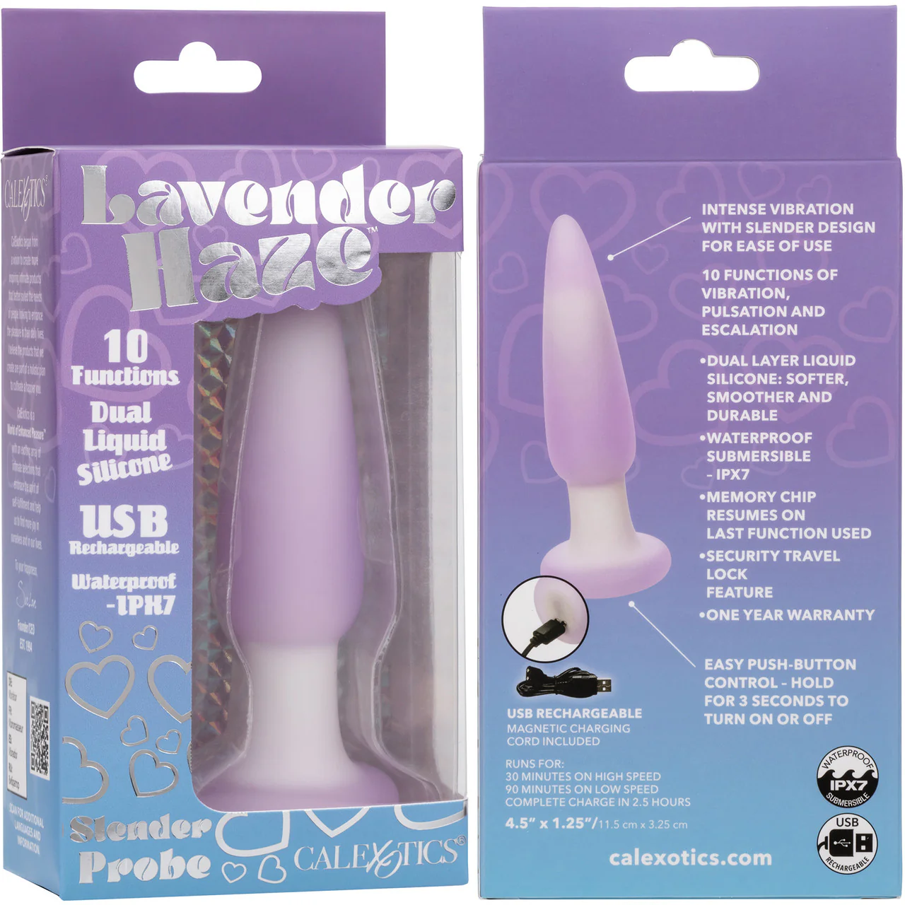 Lavender Haze™ Slender Probe Rechargeable Waterproof Silicone Vibrating Butt Plug - Image 10