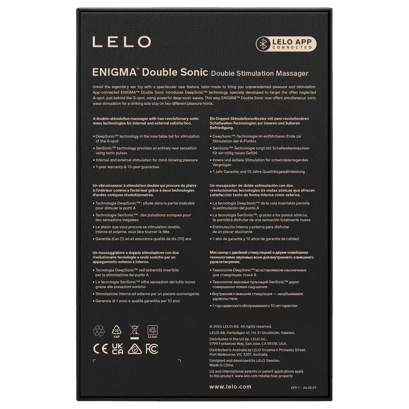 LELO ENIGMA™ Double Sonic Rechargeable Silicone Multi-Stimulation Sensonic™ Vibrator - Image 7