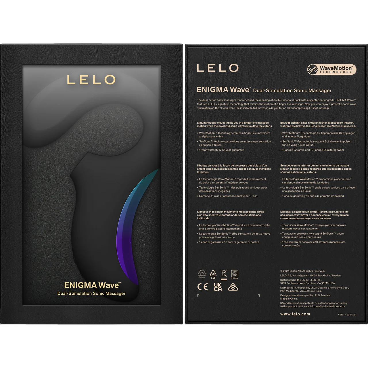 LELO ENIGMA Wave Rechargeable Silicone Multi Stimulation Pressure Wave Vibrator - Black - Image 4