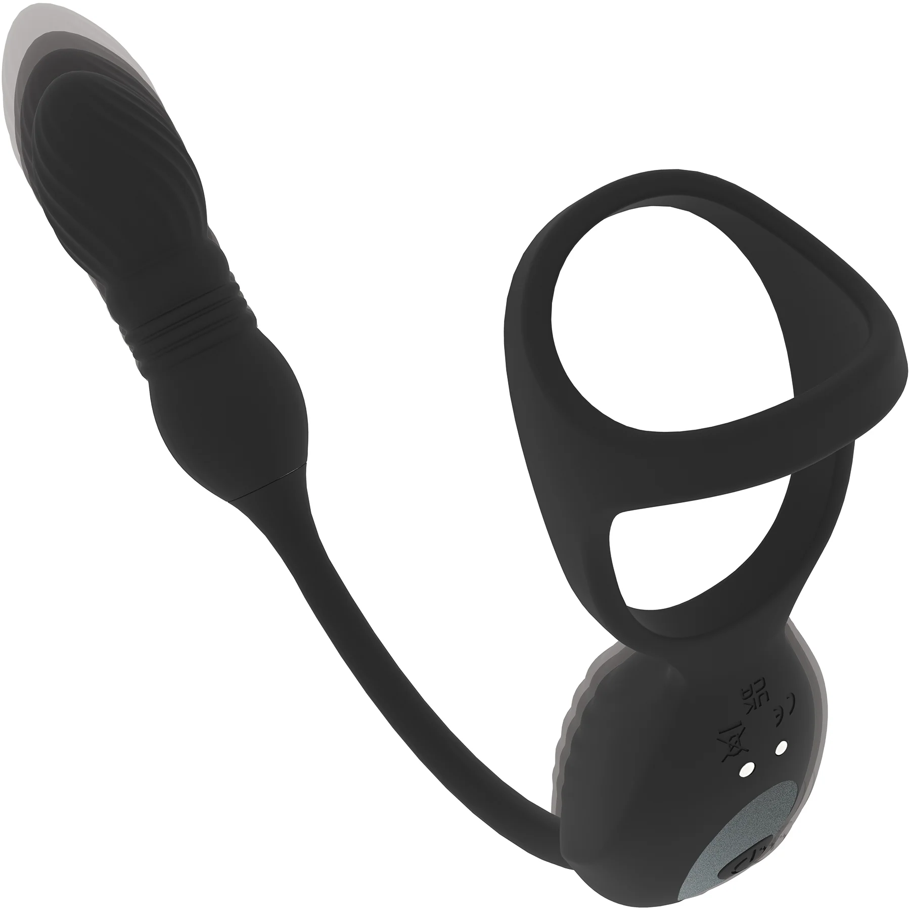 LEVELZ Vibrating & Thrusting Silicone Tri O Cock Ring With Prostate Stimulator - Image 2