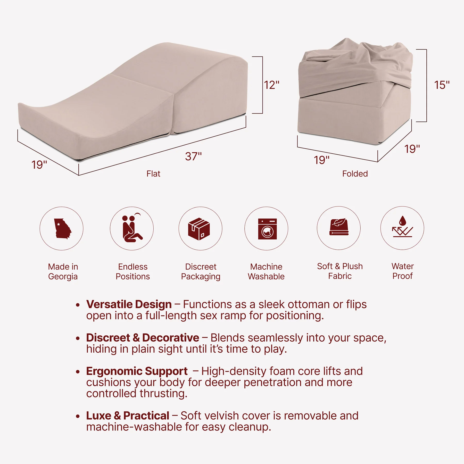 Liberator Flip Ramp Convertible Sex Pillow & Ottoman With Slipcover - Image 19