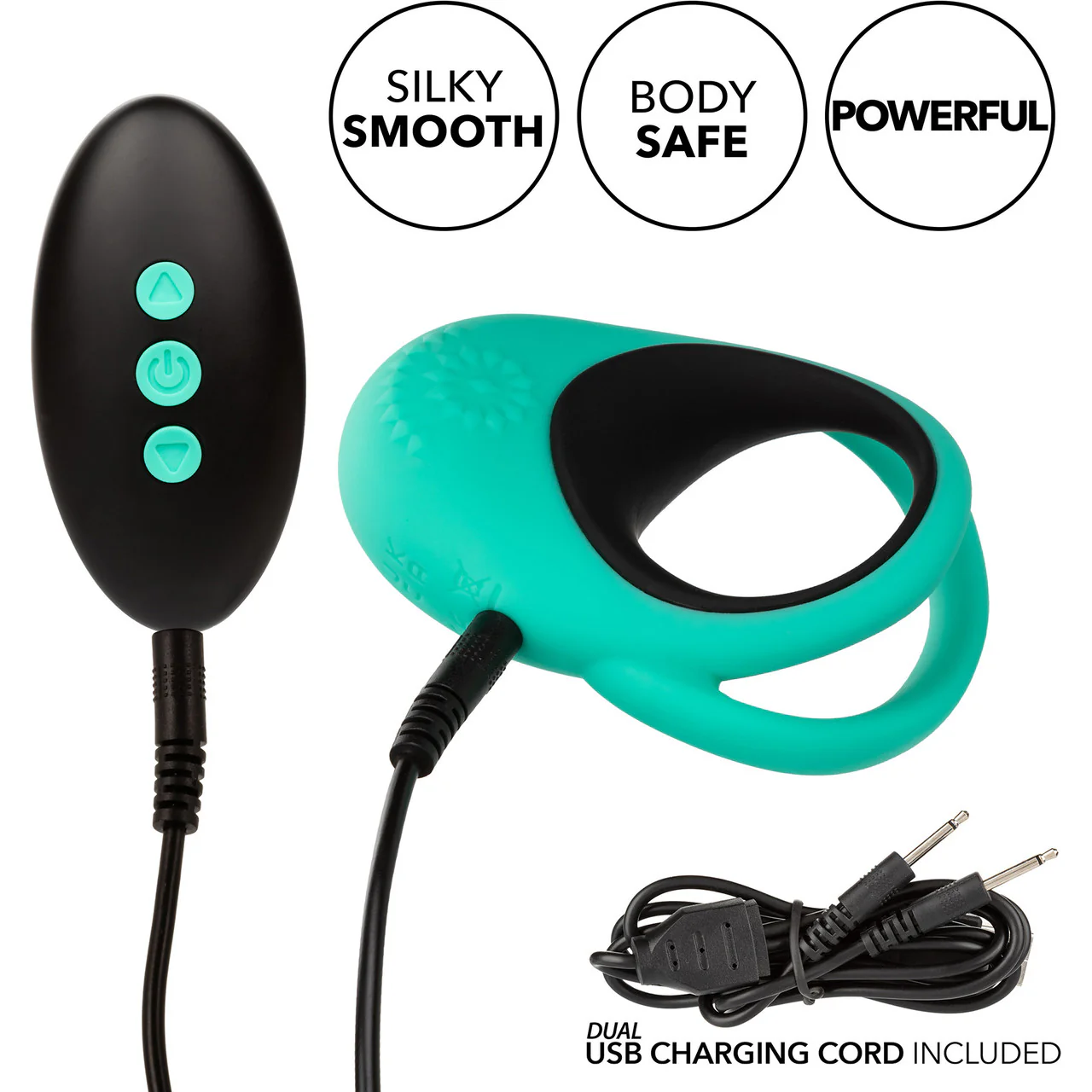 Link Up Remote Alpha Silicone Rechargeable Vibrating Dual Ring Cock Ring With Remote By CalExotics - Image 12
