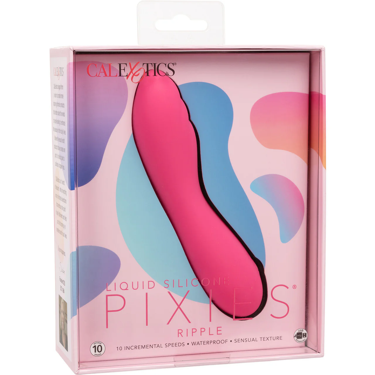 Liquid Silicone Pixies Ripple Rechargeable Waterproof Vibrator By CalExotics - Pink - Image 13
