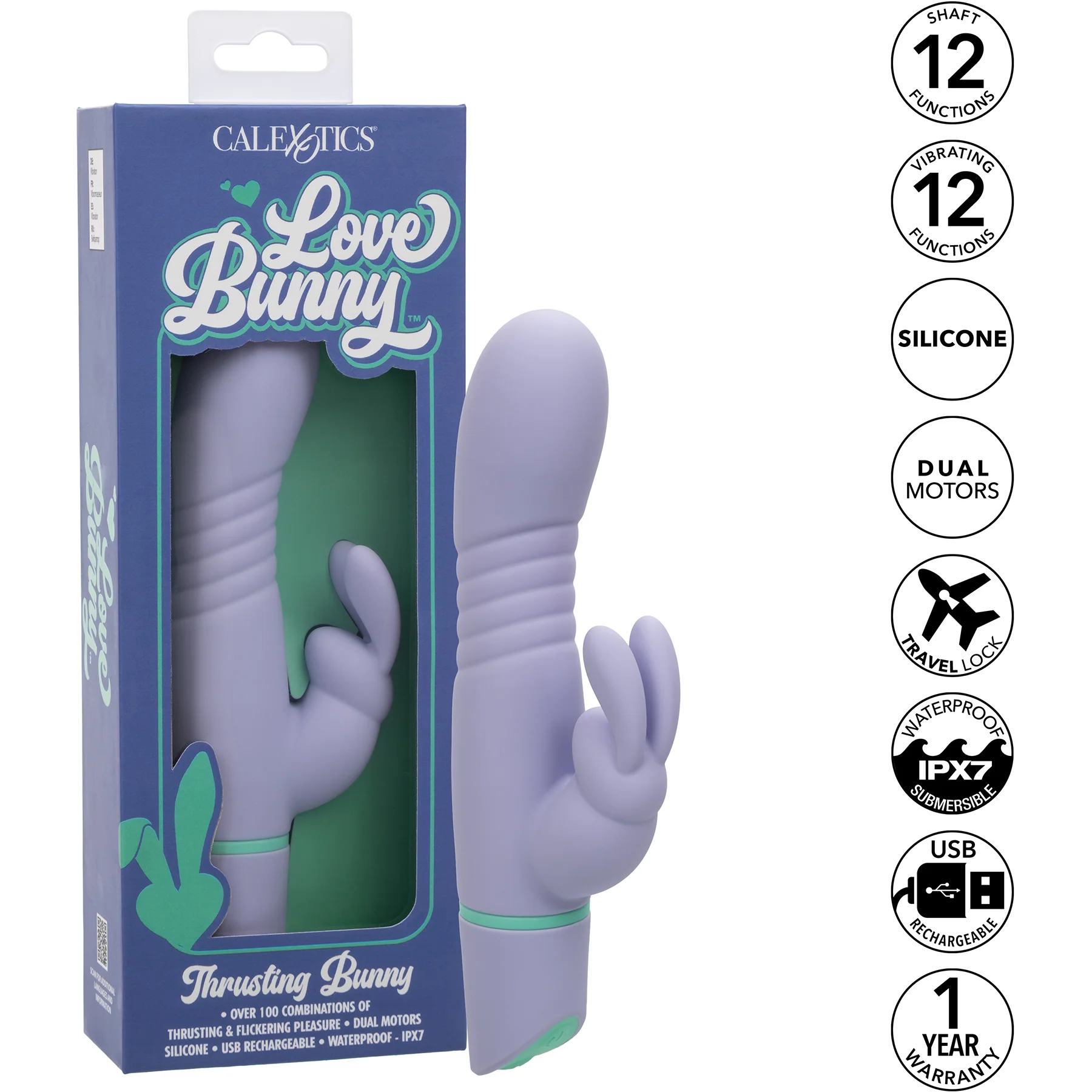Love Bunny Thrusting Bunny Rechargeable Silicone Rabbit Style Vibrator - Image 8