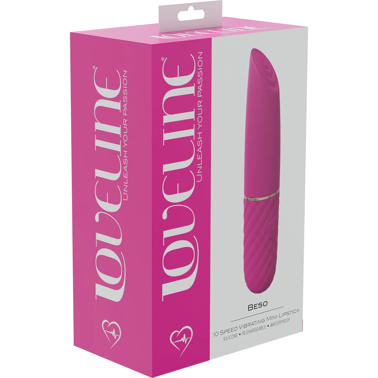 Loveline Beso Rechargeable Waterproof Silicone Textured Mini Lipstick Vibrator - Pink - Image 3