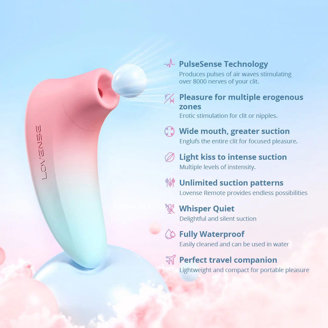 Lovense Tenera 2 Rechargeable Waterproof Silicone App Enabled Pressure Wave Clitoral Stimulator - Image 7
