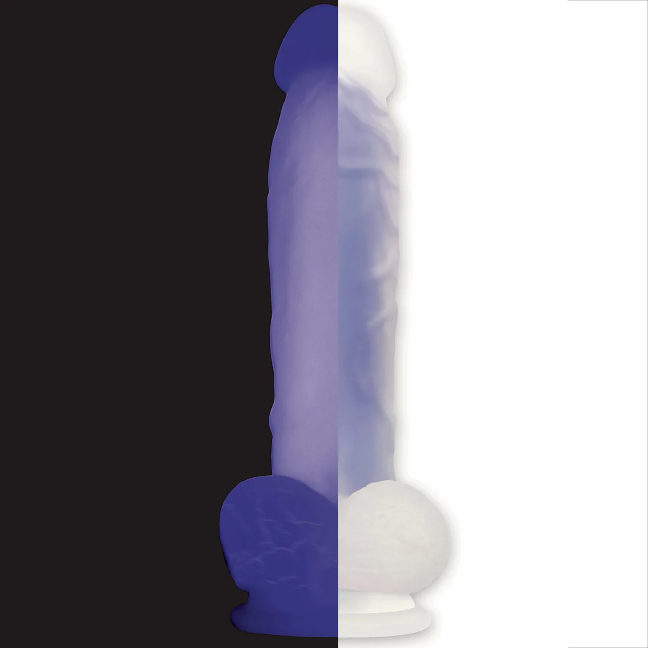 Luminous Glow-In-The-Dark 8" Silicone Dildo With Balls By Evolved Novelties - Purple - Image 2