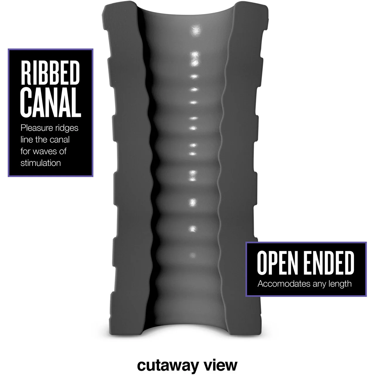 M Elite Platinum Hekx Silicone Dual End Penis Masturbator By Blush - Black - Image 3