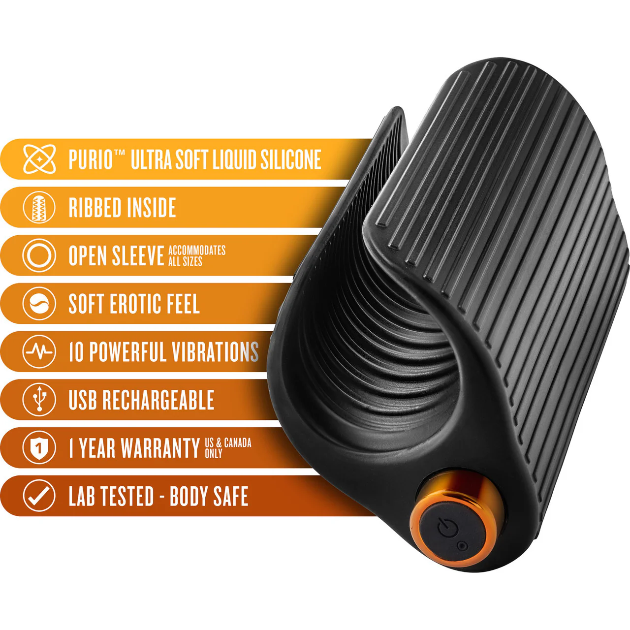 M Elite Platinum Wrapt Vibrating Rechargeable Silicone Penis Masturbator By Blush - Black - Image 4