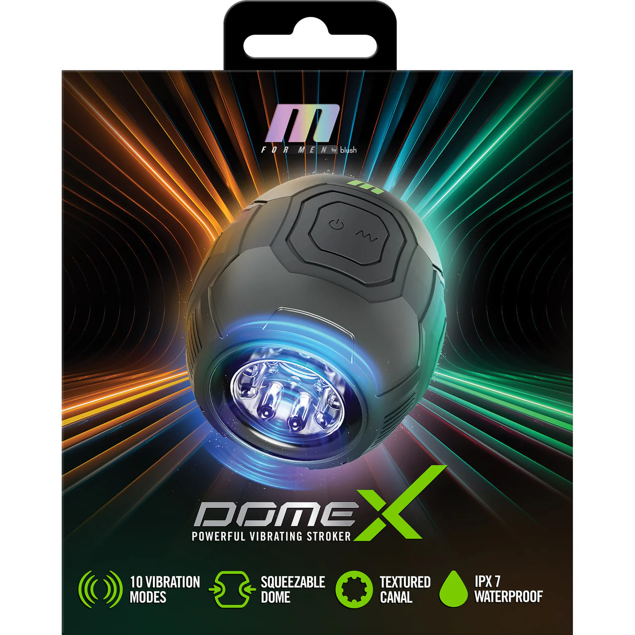 M For Men Dome X Vibrating Squeezable Rechargeable Waterproof Open Ended Penis Masturbator - Image 2