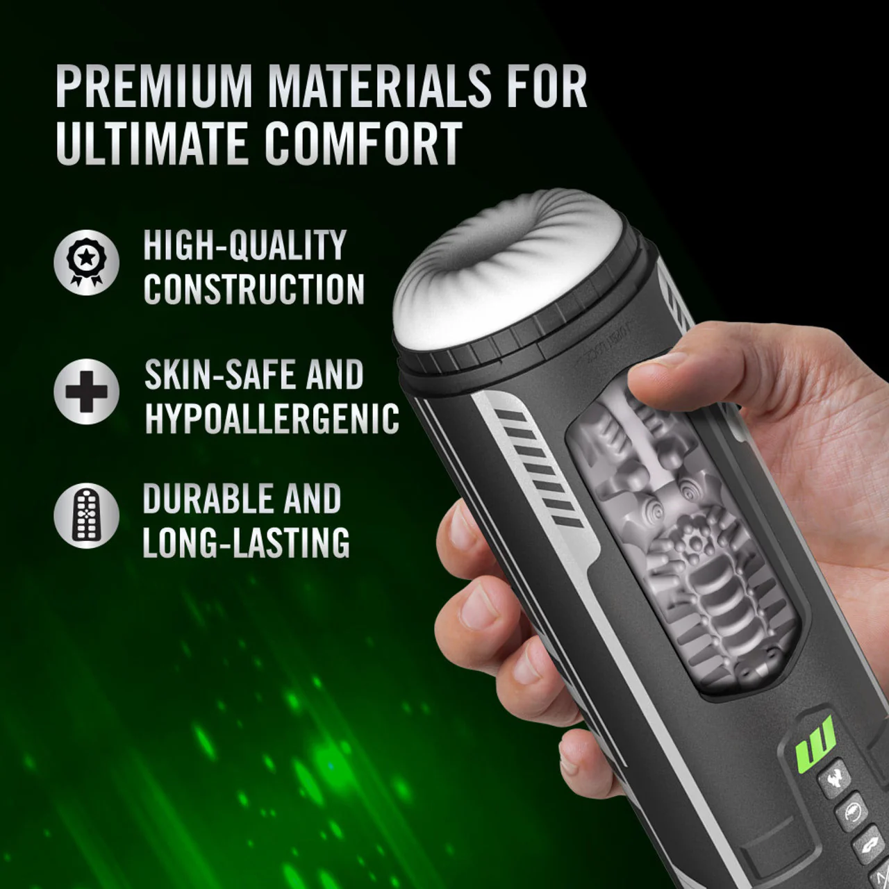 M For Men Master Blaster Rechargeable Warming, Stroking, Sucking, & Vibrating Penis Masturbator - Image 7