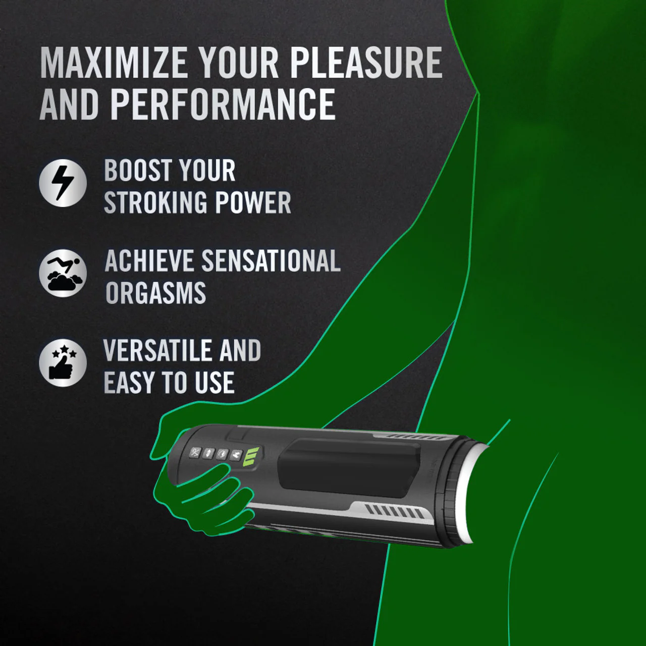 M For Men Master Blaster Rechargeable Warming, Stroking, Sucking, & Vibrating Penis Masturbator - Image 8
