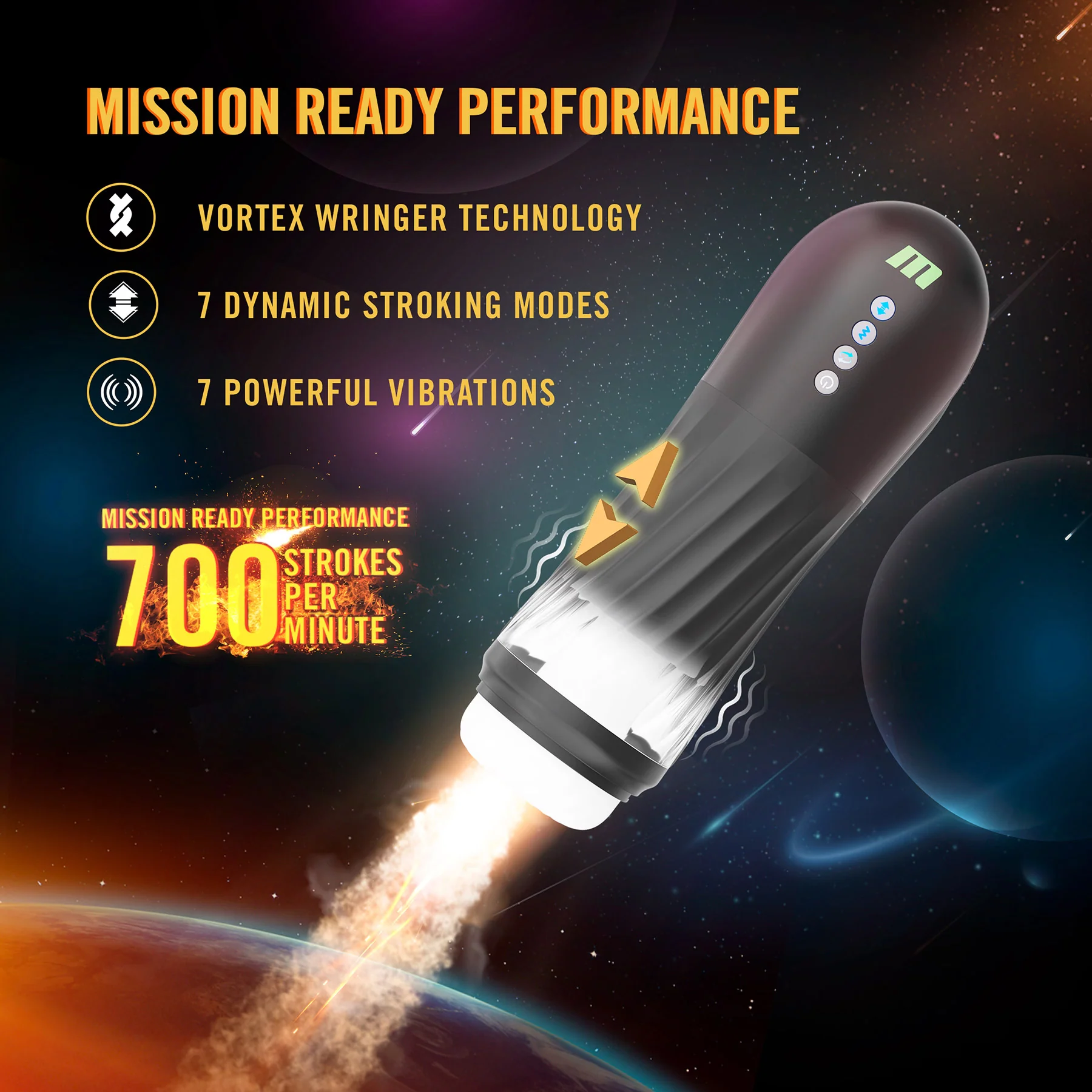 M For Men Quantum X Rechargeable Penis Stroker With Vibration - Image 2