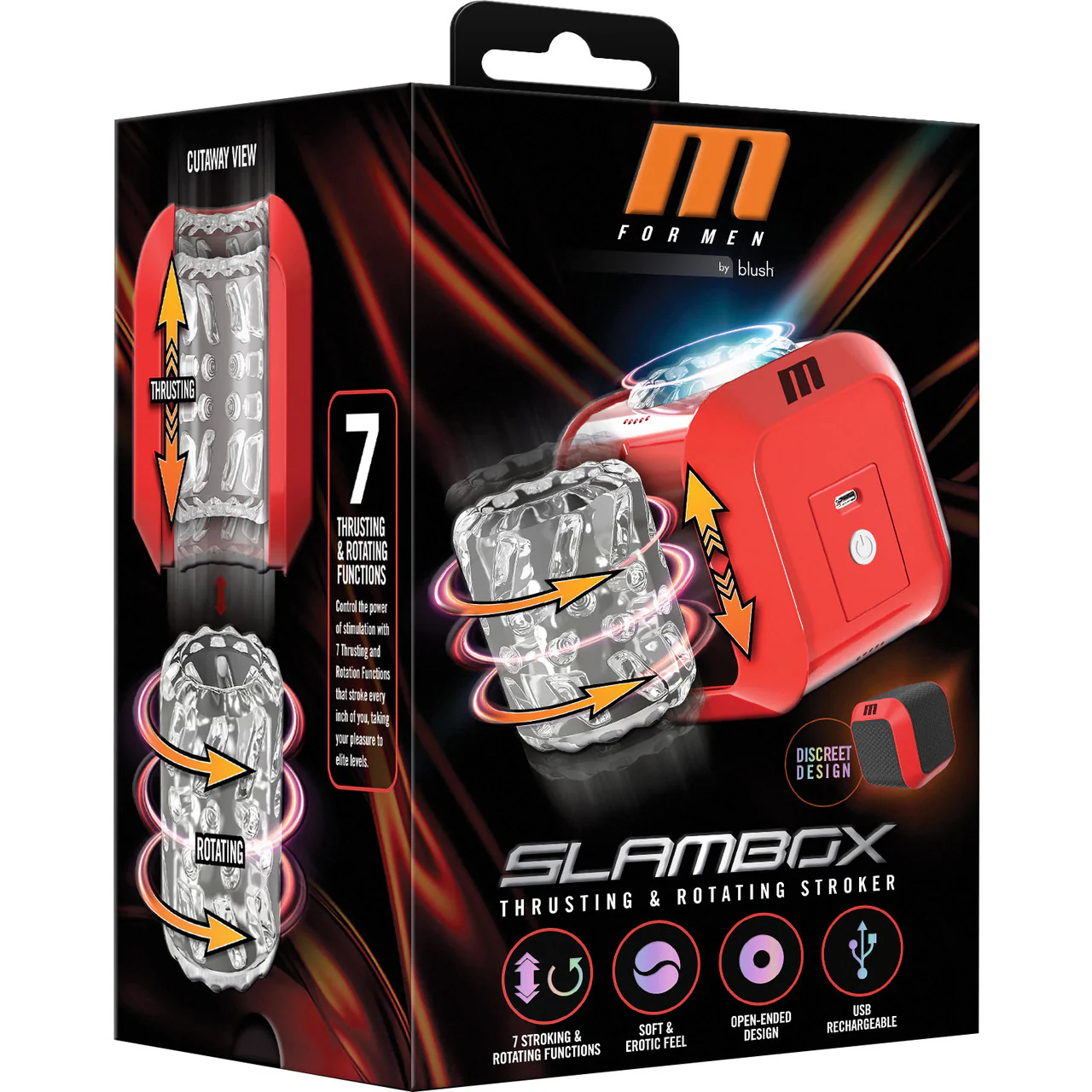 M For Men SlamBox Automatic Thrusting Rotating Open Ended Penis Stroker By Blush - Image 10