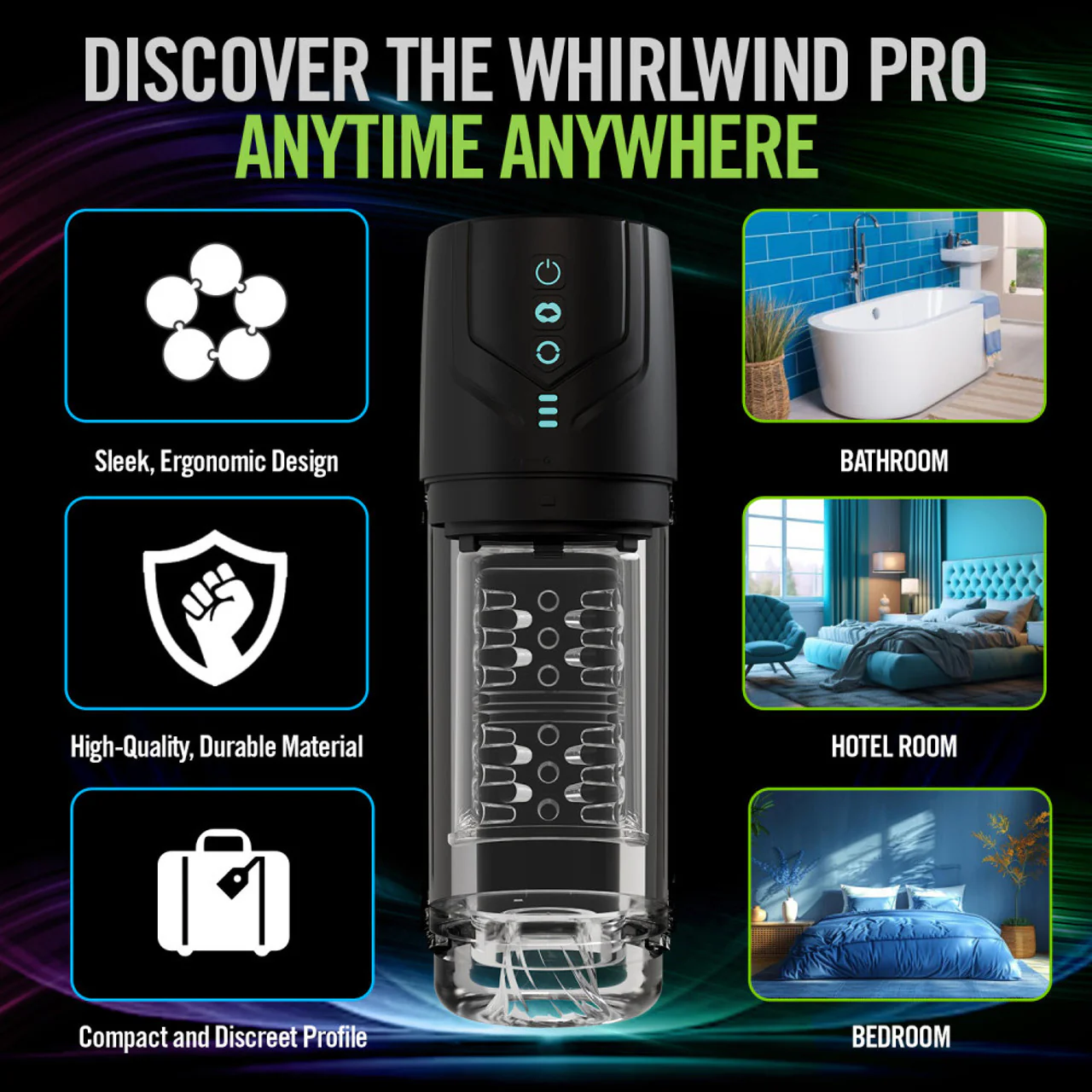 M For Men Whirlwind Pro Rechargeable Waterproof Rotating & Sucking Penis Masturbator - Image 8