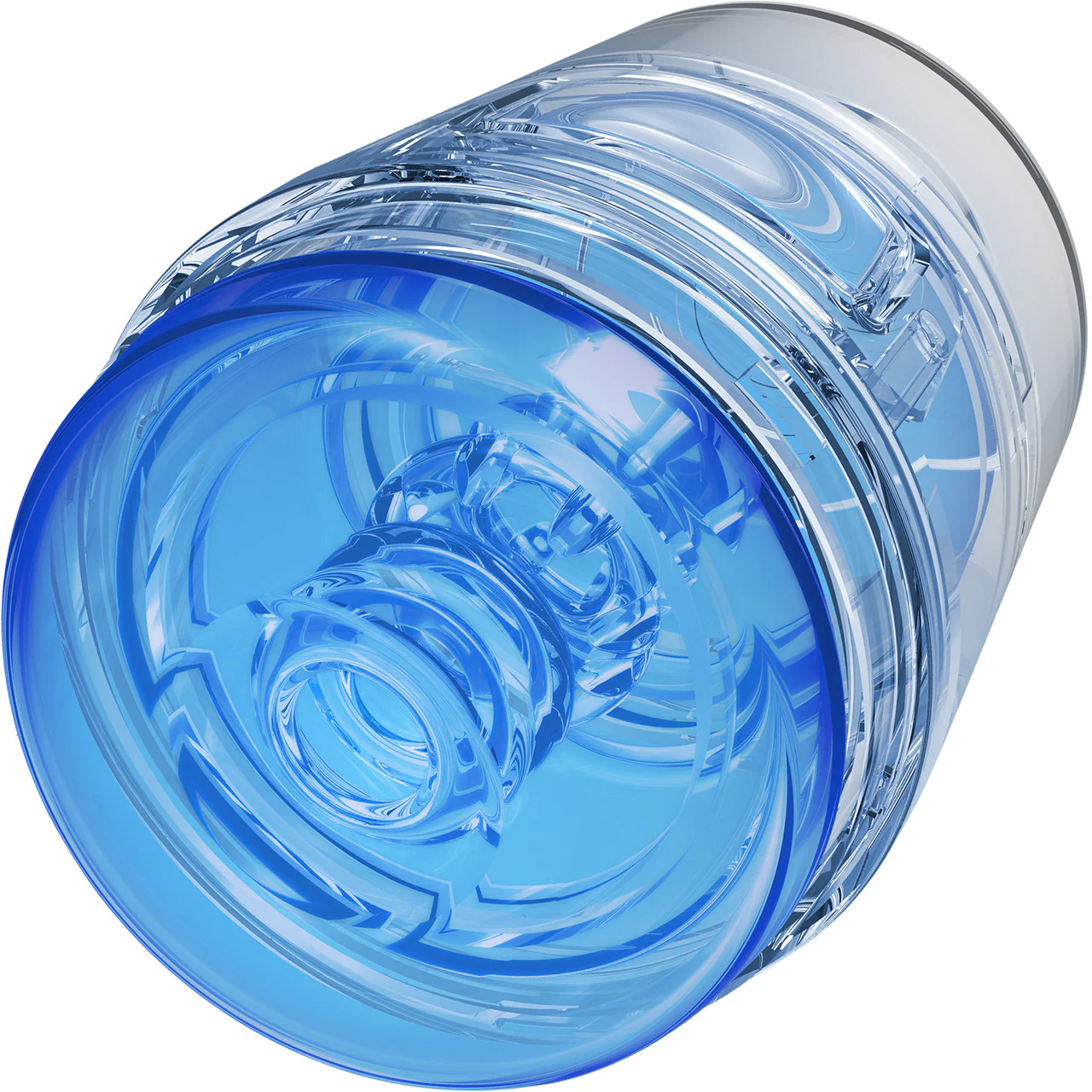 Main Squeeze Pop Off Optix Compact Penis Masturbator by Doc Johnson - Crystal Blue - Image 2