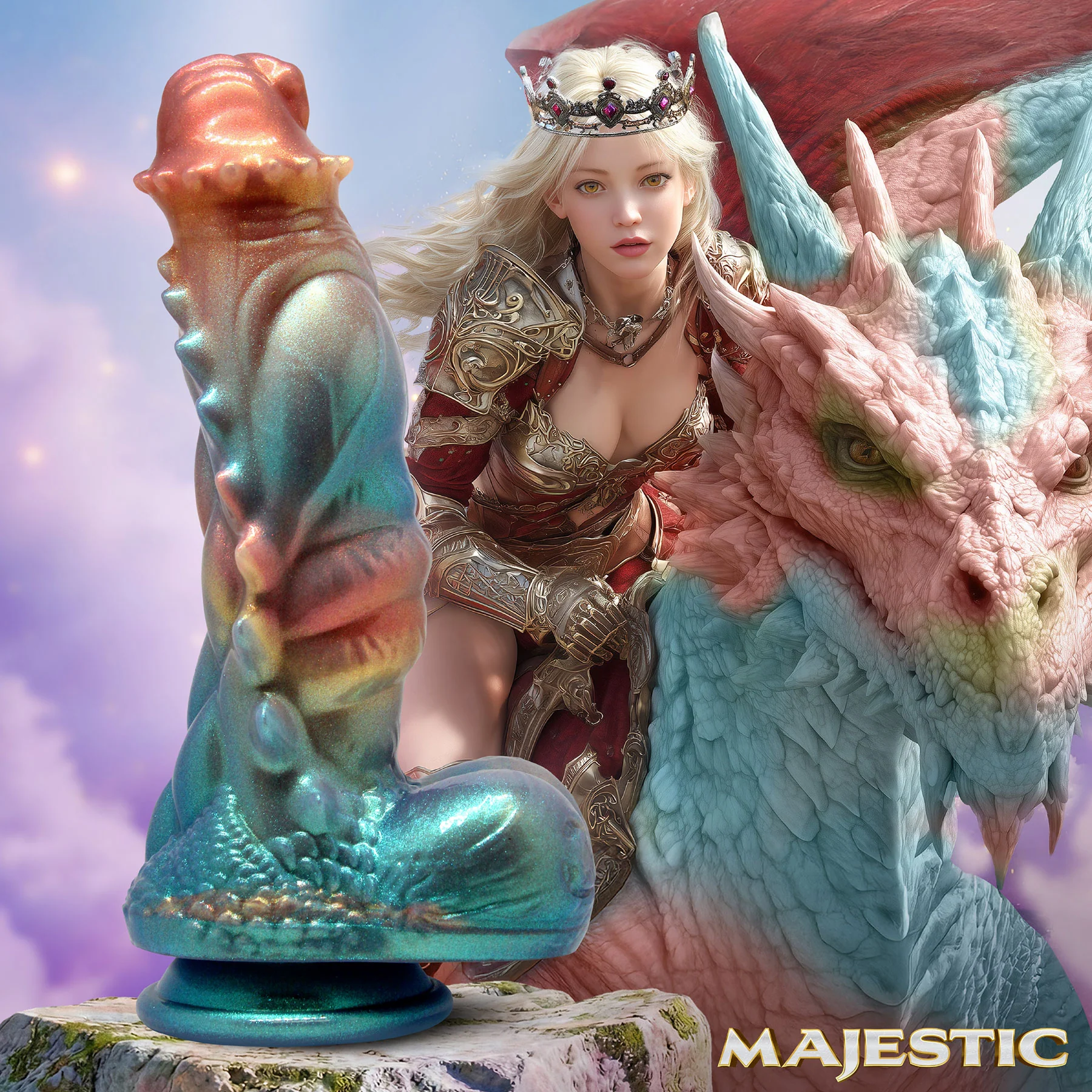 Majestic Seraphina Dragon 9" Silicone Dildo By Creature Cocks - Image 4